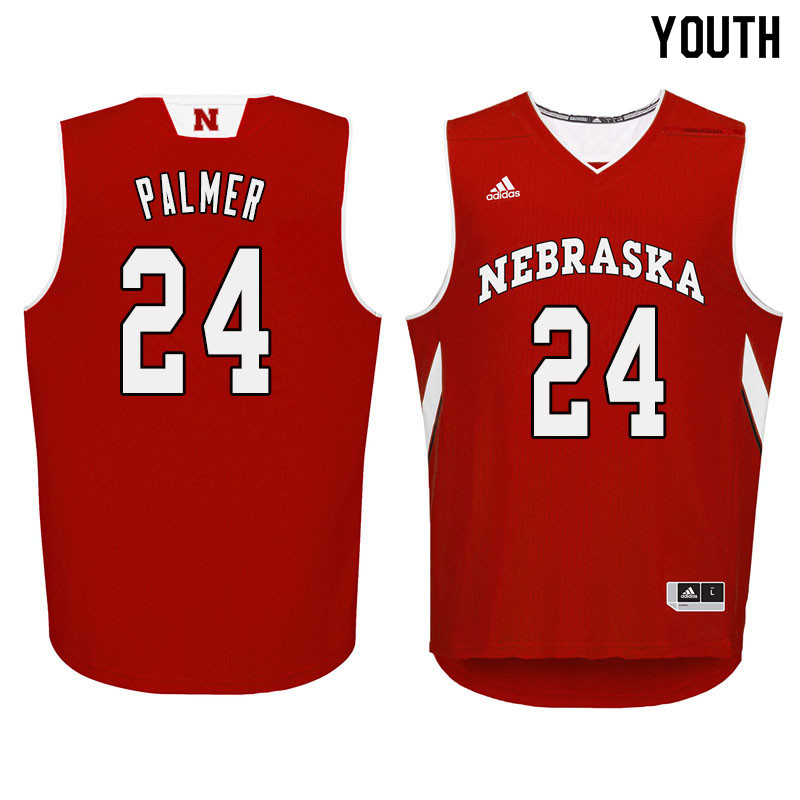 Youth Nebraska Cornhuskers #24 James Palmer College Basketball Jersyes Sale-Red - Click Image to Close